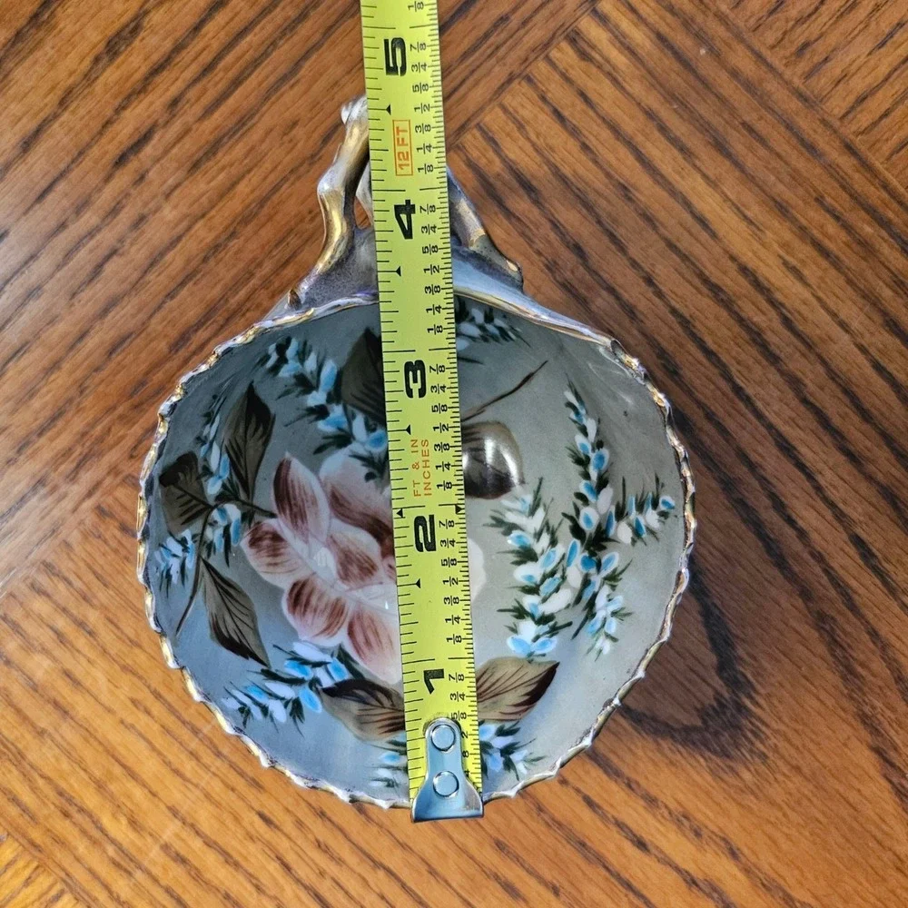 Antique Depon 3817 Porcelain Footed Cup Hand Painted Floral Shell Scalloped Gold
